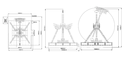 2D-чертежи аттракциона маятник Космический циклон 360°